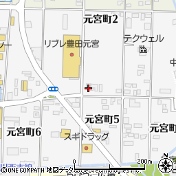 愛知県豊田市元宮町周辺の地図