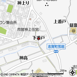 愛知県豊田市志賀町下番戸周辺の地図