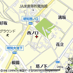 愛知県みよし市明知町（西ノ口）周辺の地図