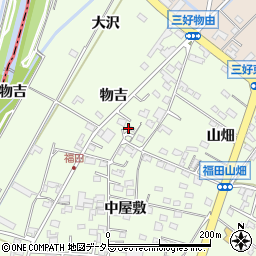 愛知県みよし市福田町物吉周辺の地図