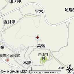 愛知県豊田市古瀬間町高落周辺の地図