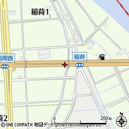 愛知県弥富市稲荷町（江崎）周辺の地図