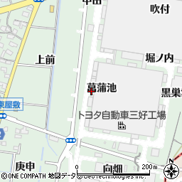 愛知県みよし市打越町（菖蒲池）周辺の地図