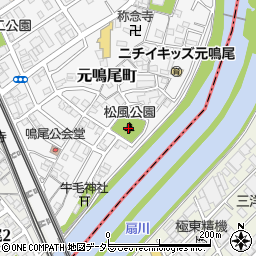 松風公園トイレ周辺の地図