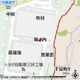 愛知県みよし市打越町（堀ノ内）周辺の地図