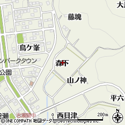 愛知県豊田市古瀬間町森下周辺の地図