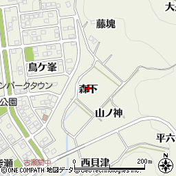 愛知県豊田市古瀬間町（森下）周辺の地図