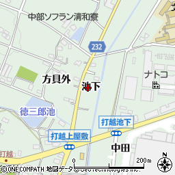愛知県みよし市打越町池下周辺の地図