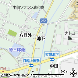 愛知県みよし市打越町（池下）周辺の地図