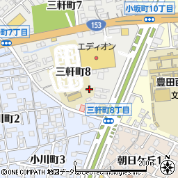 愛知県豊田市三軒町8丁目92周辺の地図