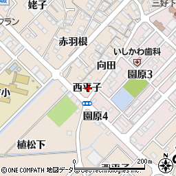 愛知県みよし市三好町西平子周辺の地図