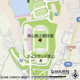 岡山県津山陸上競技場周辺の地図