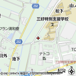 愛知県みよし市打越町（上池田）周辺の地図