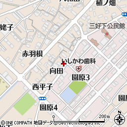 愛知県みよし市三好町下前田周辺の地図