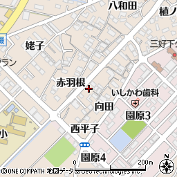 愛知県みよし市三好町赤羽根周辺の地図