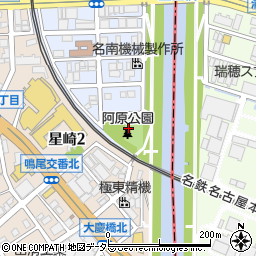 阿原公園周辺の地図