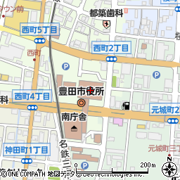 豊田市役所東庁舎周辺の地図