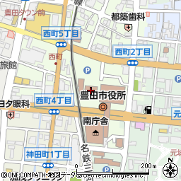 豊田市役所総務部　人事課周辺の地図
