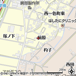 愛知県みよし市西一色町（前原）周辺の地図