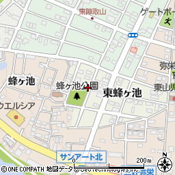 愛知県みよし市東蜂ヶ池周辺の地図