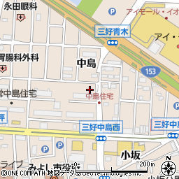 愛知県みよし市三好町南中島周辺の地図