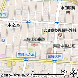 愛知県みよし市三好町（大坪）周辺の地図