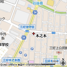 愛知県みよし市三好町木之本36周辺の地図