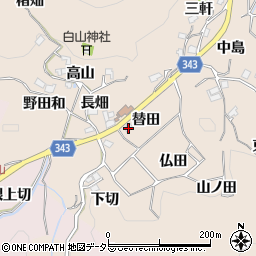 愛知県豊田市霧山町替田周辺の地図