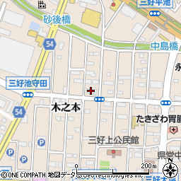 愛知県みよし市三好町木之本108周辺の地図