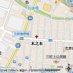 愛知県みよし市三好町木之本74周辺の地図