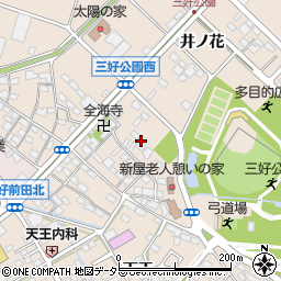愛知県みよし市三好町井ノ花77周辺の地図