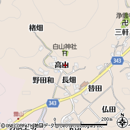 愛知県豊田市霧山町（高山）周辺の地図