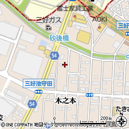 愛知県みよし市三好町木之本45周辺の地図