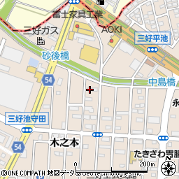 愛知県みよし市三好町木之本104周辺の地図