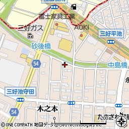 愛知県みよし市三好町木之本102周辺の地図