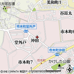 愛知県豊田市市木町沖田周辺の地図