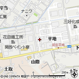 愛知県みよし市莇生町平地1-2周辺の地図