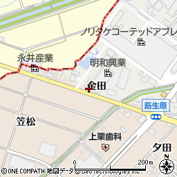 愛知県みよし市三好町金田周辺の地図