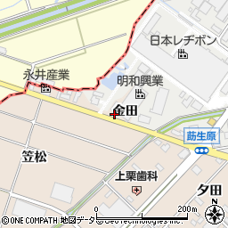 愛知県みよし市三好町（金田）周辺の地図
