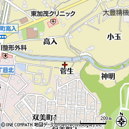 愛知県豊田市岩滝町菅生周辺の地図