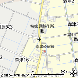 愛知県弥富市森津町中米野周辺の地図
