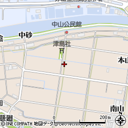 愛知県弥富市中山町周辺の地図