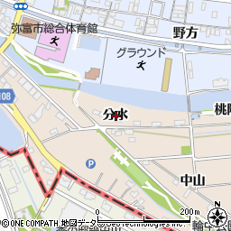 愛知県弥富市中山町分水周辺の地図