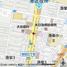 港郵便局周辺の地図