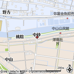 愛知県弥富市中山町（中砂）周辺の地図