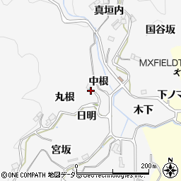 愛知県豊田市下国谷町中根周辺の地図
