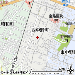 滋賀県東近江市西中野町周辺の地図