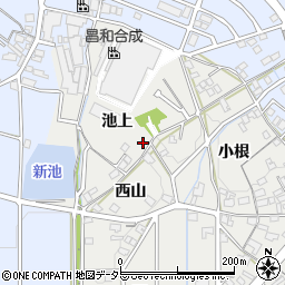 愛知県みよし市莇生町池上周辺の地図