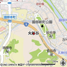 京都府南丹市園部町新町火打谷周辺の地図