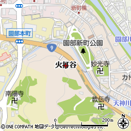 京都府南丹市園部町新町（火打谷）周辺の地図